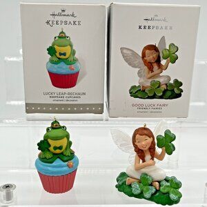 Hallmark Lucky Leap-rechaun 2015 & Good Luck Fairy 2018 Friendly Fairies Lot (2)